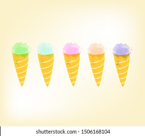 ice cream in watercolor style, vector illustration.