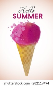 Ice cream. Watercolor vector background