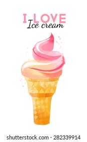 Ice Cream. Watercolor vector background