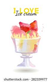 Ice Cream. Watercolor vector background