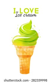 Ice Cream. Watercolor vector background