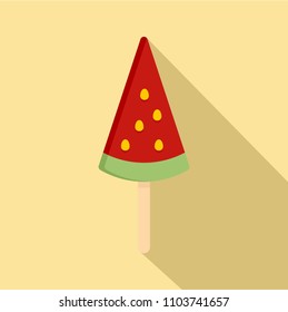 Ice cream watermelon icon. Flat illustration of ice cream watermelon vector icon for web design