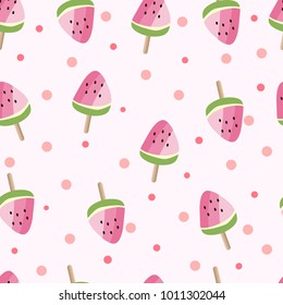 Ice cream watermelon seamless vector illustration.