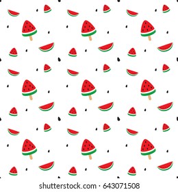Ice cream watermelon vector seamless background