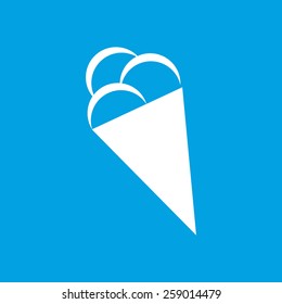 Ice cream web white icon isolated on a blue background. Vector symbol