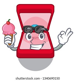 With ice cream wedding ring box isolated with mascot