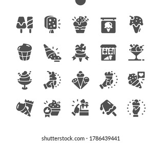 Eis Creme gut präparierte Pixel Perfect Vector Solid Icons 30 2x Grid für Web Graphics und Apps. Einfaches Minimal-Piktogramm