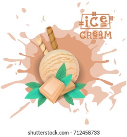 Ice Cream White Chocolate Ball Dessert Choose Your Taste Cafe Poster Vector Illustration