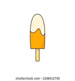 Ice cream with white chocolate. Izolated vector illustrarion in cartoon style.
