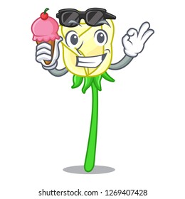 With ice cream white rose isolated on the mascot