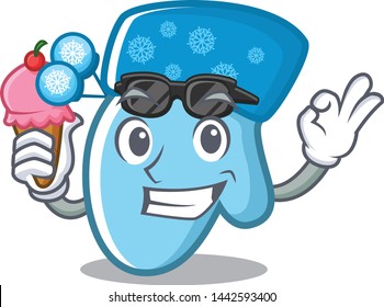 With ice cream winter gloves isolated in the mascot