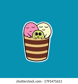 Ice Cream Witch Bucket Character Vector for Icon and Sticker