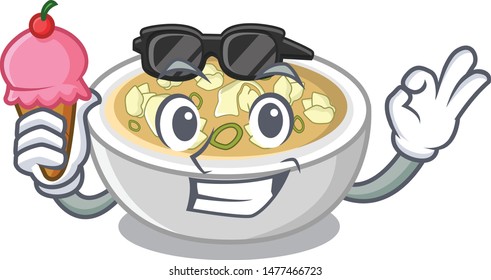 With ice cream wonton soup isolated in the character