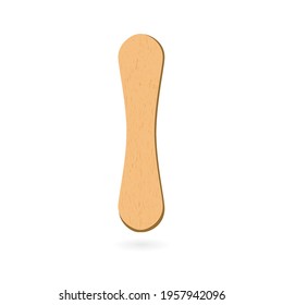 Ice cream wood stick realistic style with isolated white background. Eco friendly food accesories. Medical tongue depressors. Vector 10 eps