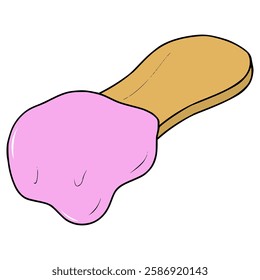 ice cream in ice cream wooden spoon illustration hand drawn isolated vector