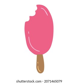 Ice cream with a wooden stick. Vector illustration.