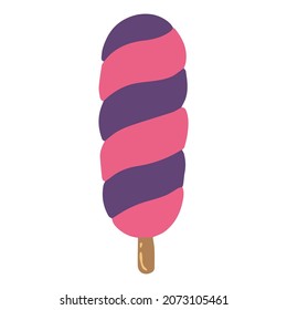 Ice cream with a wooden stick. Vector illustration.