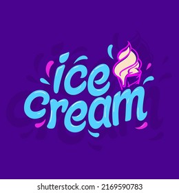 Ice cream wordmark logo concept. Custom typography sign