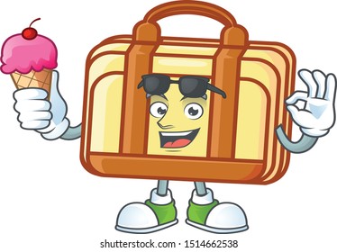 With ice cream work suitcase cartoon for equipment office.