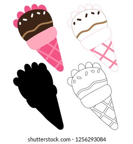 ice cream worksheet vector design, ice cream page coloring vector design