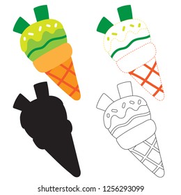 ice cream worksheet vector design, ice cream page coloring vector design