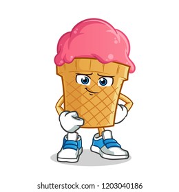 ice cream worried mascot vector cartoon illustration