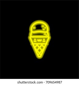 Ice cream yellow glowing neon ui ux icon. Glowing sign logo vector