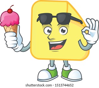 With ice cream yellow rounded sticker paper for business