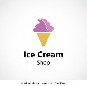 Ice cream of yummy food abstract vector and logo design or template delicious business icon of company identity symbol concept