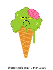 Ice Cream Zombie isolated. Pistachio green Frozen Sweet. vector illustration
