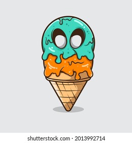 ICE CREAM ZOMBIE VECTOR ILLUSTRATION