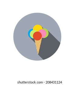 Ice Cream,Flat style with long shadows 