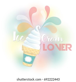 Ice Cream+Rainbow color background