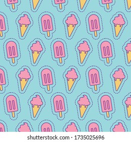 Eis Hintergrund Design, Cute Patch Expression Emoticon und Kinderthema Vector Illustration