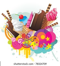ice creams color vector design