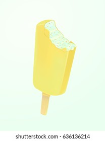 Ice creams covered with white chocolate. Realistic icecream. Isolated on white background.