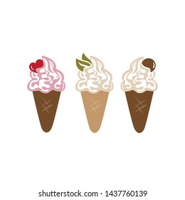 ice creams with different flavors, vector set
