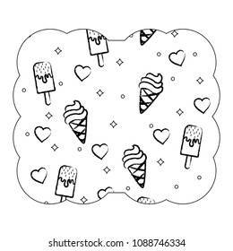 ice creams and hearts pattern