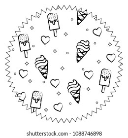 ice creams and hearts pattern
