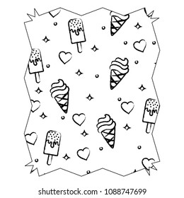 ice creams and hearts pattern