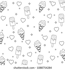ice creams and hearts pattern