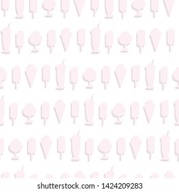 Ice creams pale pink seamless pattern.