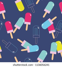 ice creams and popsicle seamless pattern on pastel background