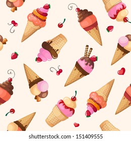 Ice creams seamless pattern eps10 vector illustration