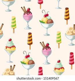 Ice creams seamless pattern eps10 vector illustration