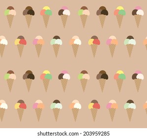 Ice creams seamless pattern, vector illustration