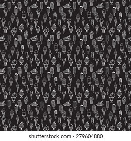 Ice creams sketch seamless pattern collection vector illustration