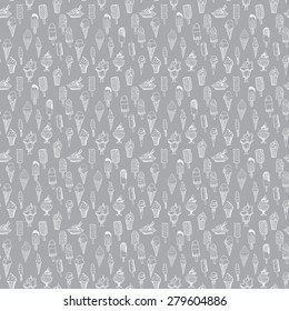 Ice creams sketch seamless pattern collection vector illustration