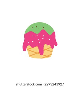 ice creams tasty  Sweet summer delicacy sundaes ice-cream cones and popsicle icon isolated Vector illustration for web, design, print on white background