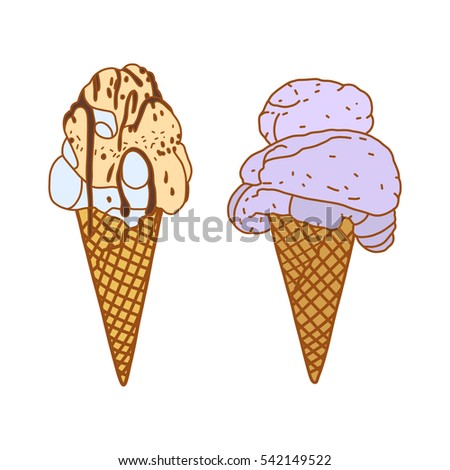 Ice creams vector illustration, desert, tasty food 